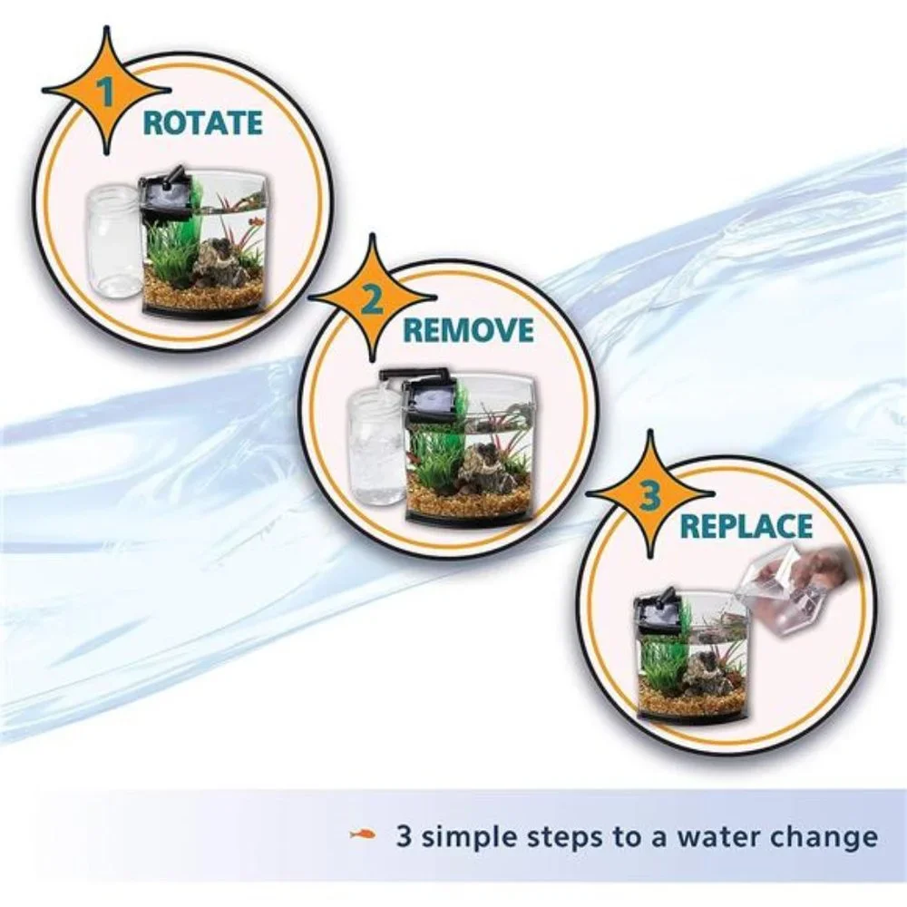 Aqueon LED MiniBow Small Aquarium Fish Tank Kit SmartClean Technology 2.5 Gallon